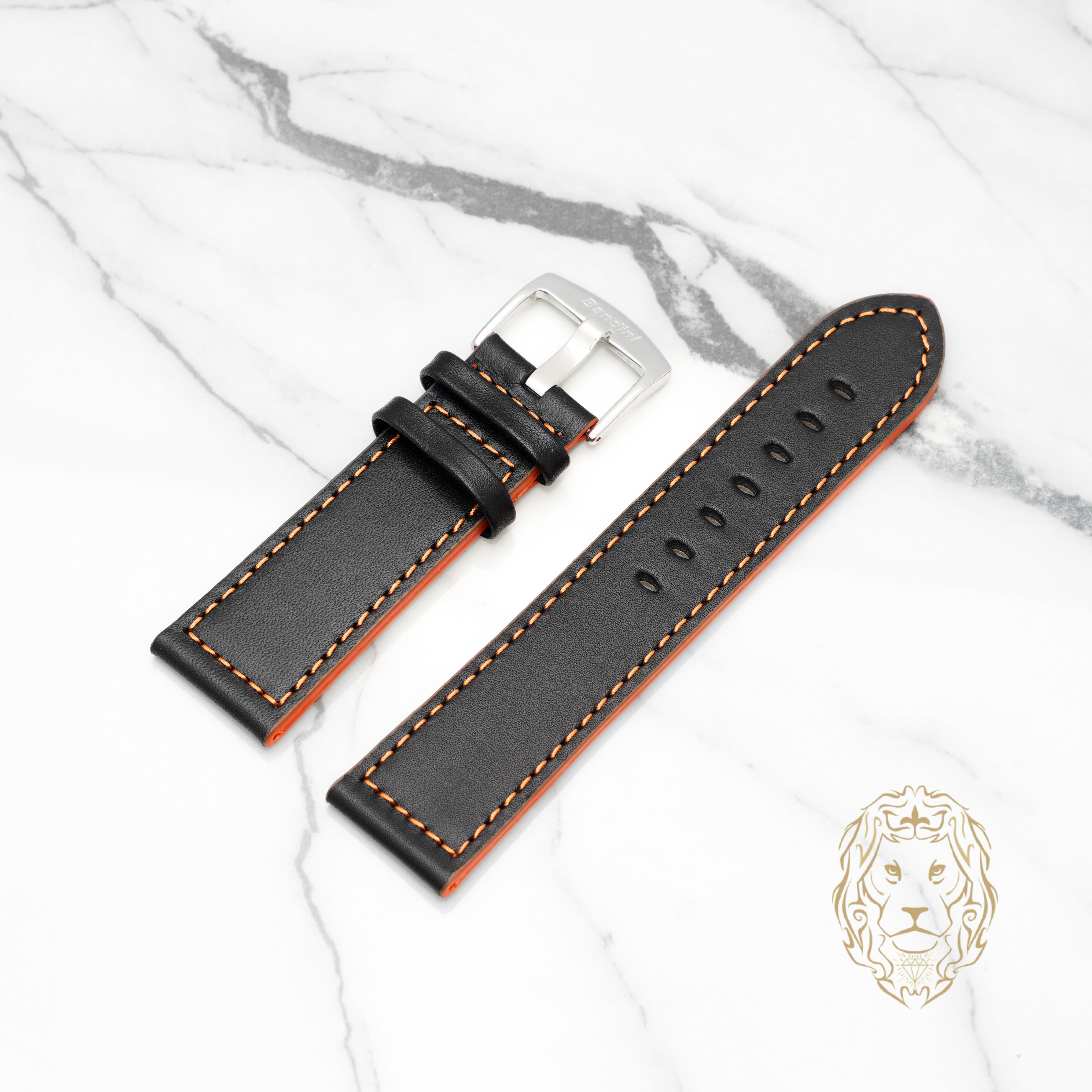 Leather Bracelet - 506 Black & Orange