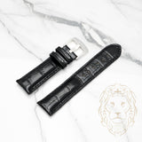 Bracelet en Cuir - 508 Alligator Noir & Noir