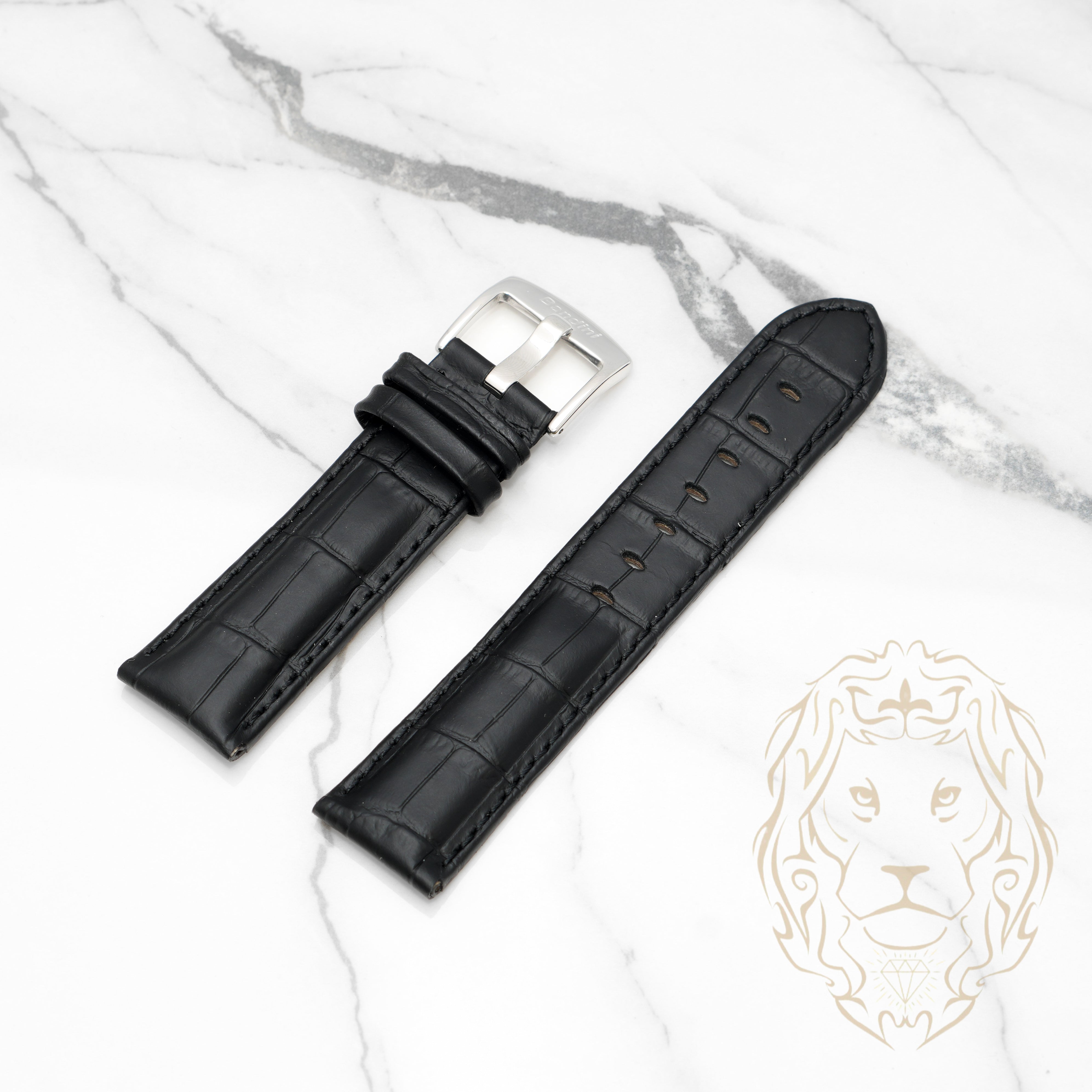 Bracelet en Cuir - 518 Alligator Noir & Noir