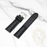 Bracelet en Cuir - 518 Alligator Noir & Noir