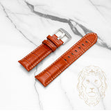 Bracelet en Cuir - 508S Alligator Tan & Blanc