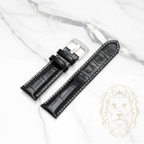 Bracelet en Cuir - 508S Alligator Noir & Blanc