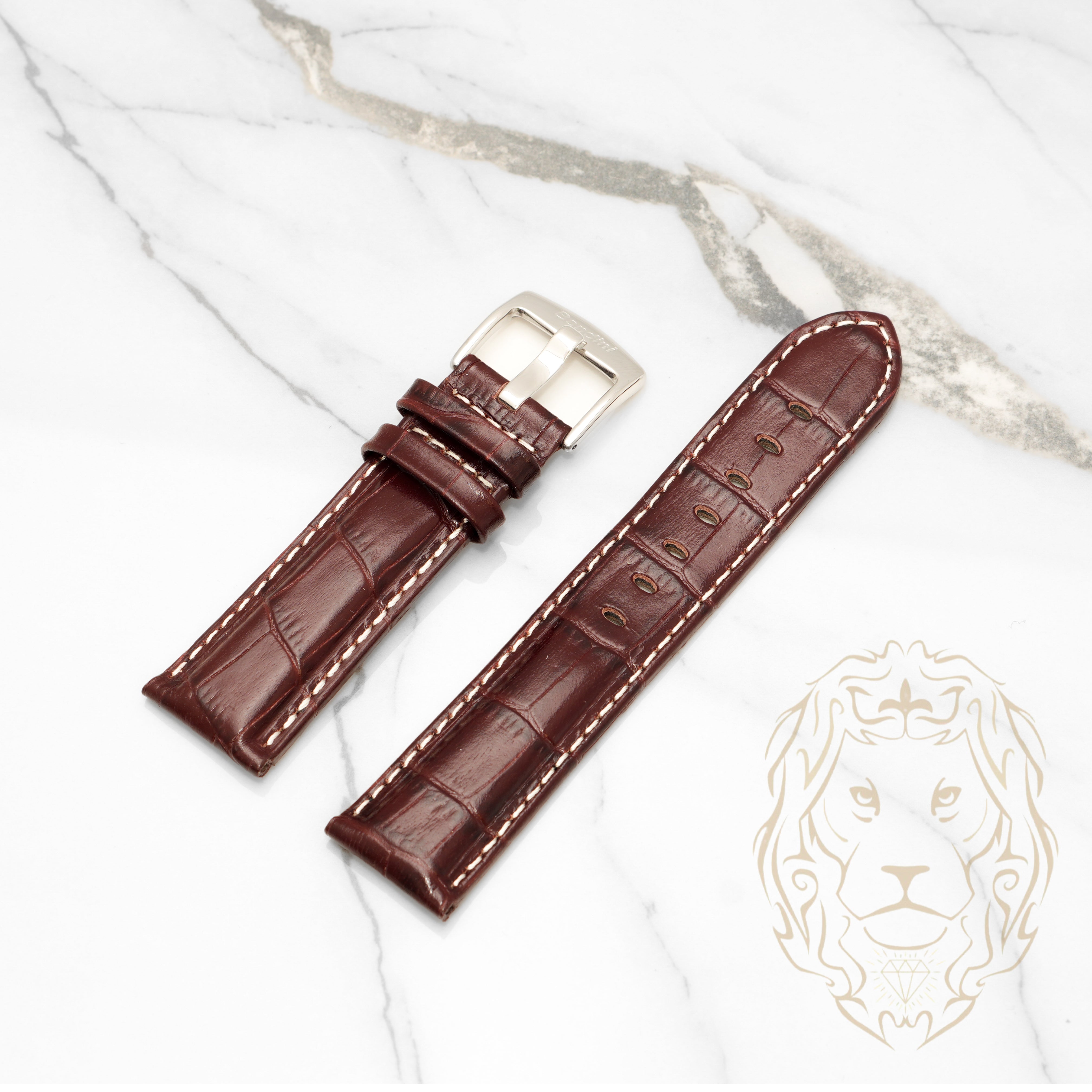 Bracelet en Cuir - 508S Alligator Brun & Blanc
