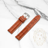 Bracelet en Cuir - 518S Alligator Tan & Blanc