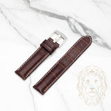 Bracelet en Cuir - 518S Alligator Brun & Blanc