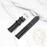 Bracelet en Cuir - 518S Alligator Noir & Blanc