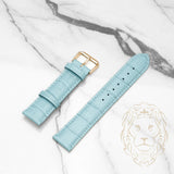 Bracelet en Cuir - 212 Alligator Bleu Clair & Bleu Clair
