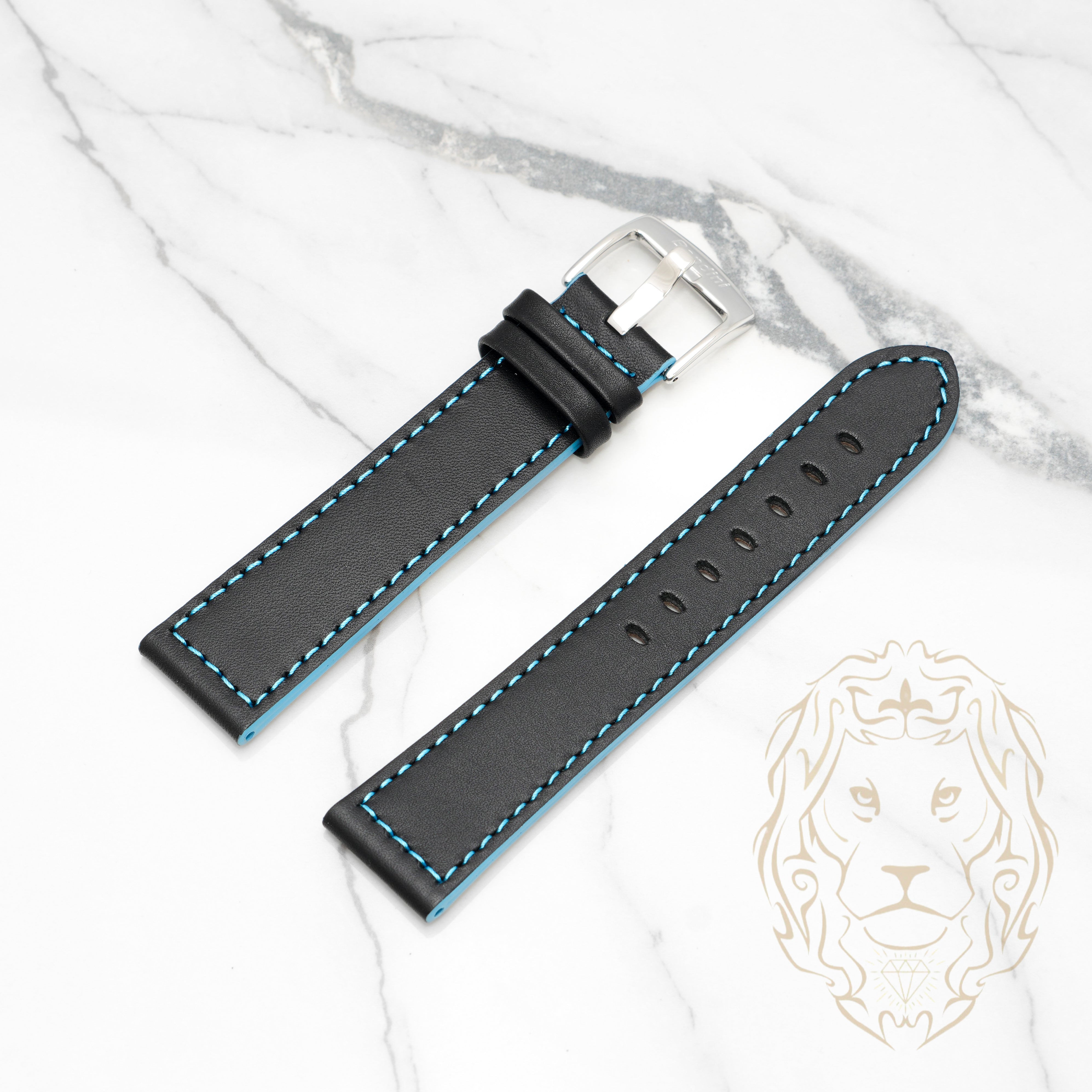 Bracelet en Cuir - 506 Noir & Bleu XL