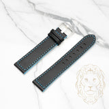 Bracelet en Cuir - 506 Noir & Bleu XL