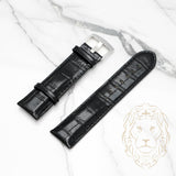Bracelet en Cuir - 508 Alligator Noir & Noir XL