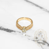 Bague de fiançailles - Or 14K deux tons jaune & blanc diamant lab coupe brillant avec monture pavé fendue 0.20CT - RIGL008