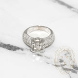 Bague de fiançailles - Or 18K blanc diamant naturel coupe ovale avec monture pavé 1.10CT - RIGD033