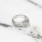 Bague de fiançailles - Or 18K blanc diamant naturel coupe ovale avec monture pavé 1.10CT - RIGD033