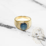 Bague - Or 14K jaune saphir & pavé de diamants naturels 0.08CT - RIGD036