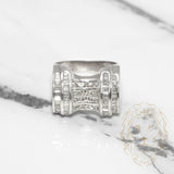 Bague - Or 14K blanc style masculin sertie de diamant naturels coupe baguette & rond 2.0CT - RIGD038