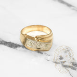 Bague - Or 14K deux tons jaune & blanc trois pierres diamants naturel coupe brillant 0.15CT - RIGD039