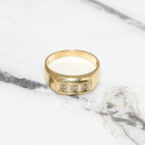 Bague - Or 10K deux tons jaune & blanc trois pierres diamants naturel coupe brillant 0.10CT - RIGD040