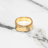 Bague - Or 18K jaune rectangulaire avec diamant naturel coupe brillant 0.35CT - RIGD043