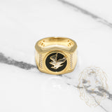 Bague - Or 10K deux tons jaune & blanc aigle avec bordure pavé cz - RIG470