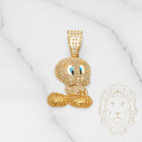 Pendant - Tweety bird cz pave 14K yellow gold - PEG355