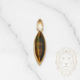 Pendentif - Or 10K jaune pierre oeil du tigre pavé de diamants naturels 0.15CT - PEGD012