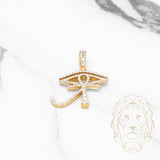 Pendant - 10K yellow gold eye of Horus paved with natural diamonds 0.88CT - PEGD013