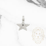 Pendant - 10K white gold star paved with natural diamonds 0.65CT - PEGD020