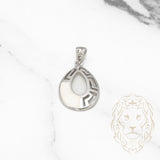 Pendant - Silver opal drop & Greek key motif - PES004