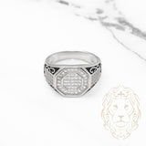 Bague homme - Argent signet octogonal pavé cz - RIS001