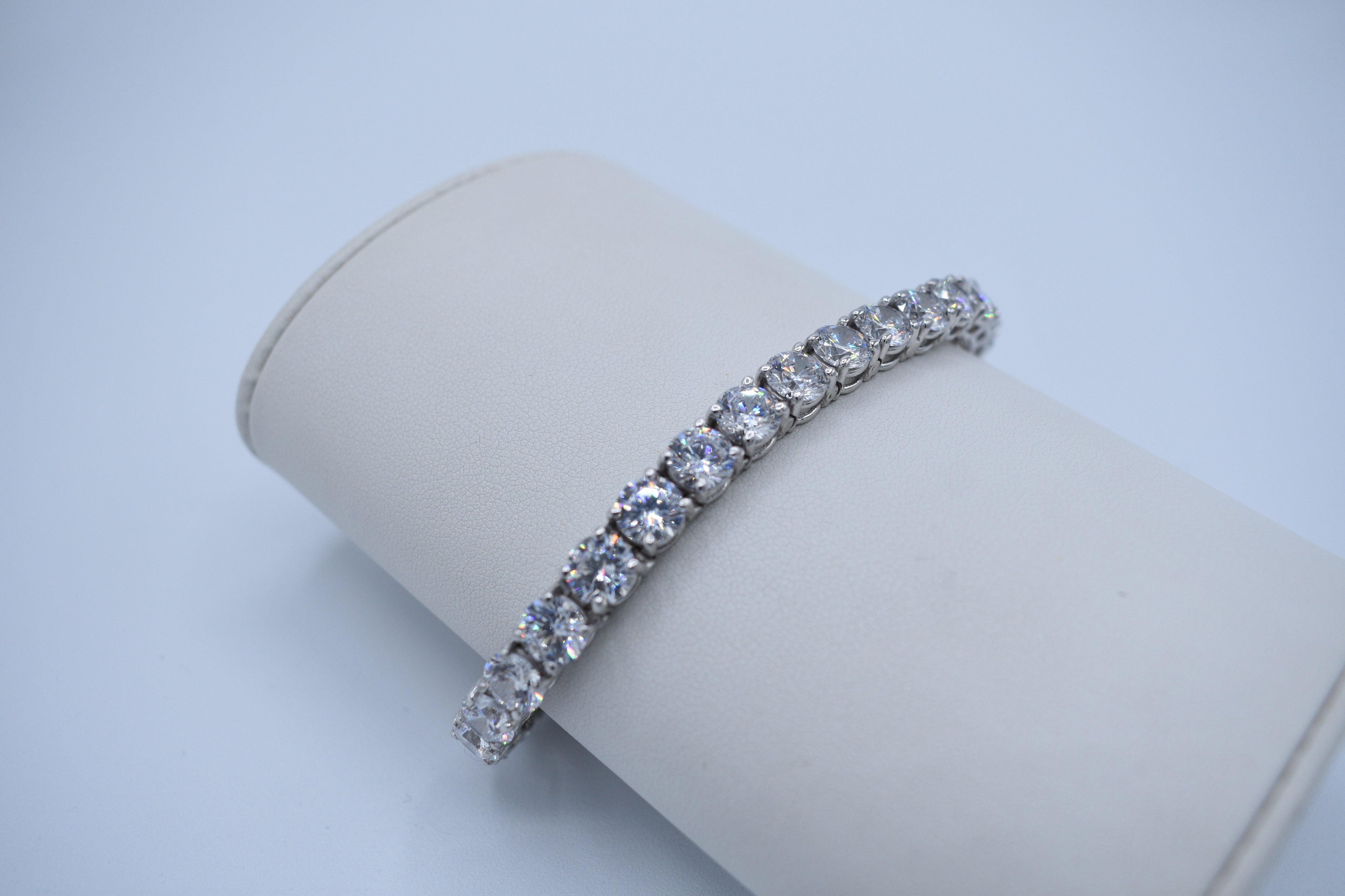Bracelet - Or 10K blanc tennis cz 6.5mm - BRG018