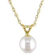 Collier - Or 14K jaune pendentif perle d'eau douce 8-8.5mm - CHG999