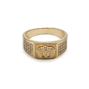 Ring - 10K yellow gold signet jellyfish head paved with cz - RIG099