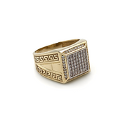 Ring - 10K Yellow Gold Greek key & square cz pavé - RIG096