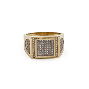 Ring - 10K yellow gold signet square cz pave - RIG098