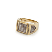 Ring - 10K yellow gold signet square cz pave - RIG098
