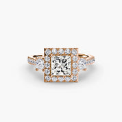 Three-Stone Ring with Halo 2