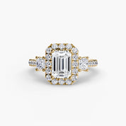 Three-Stone Ring with Halo 2