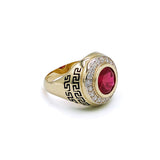 Bague - Or 10K jaune ruby synthétique - RIG016