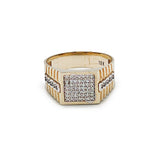 Bague - Or 10K jaune carré pavé de cz - RIG028