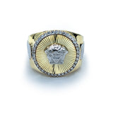 Bague - Or 10K jaune ronde sertie de cz - RIG058