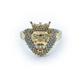 Bague - Or 10K jaune lion pavé de cz - RIG067