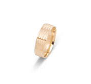 Wedding Band Ring - Textured engraved 10K Gold 6mm - RIG584