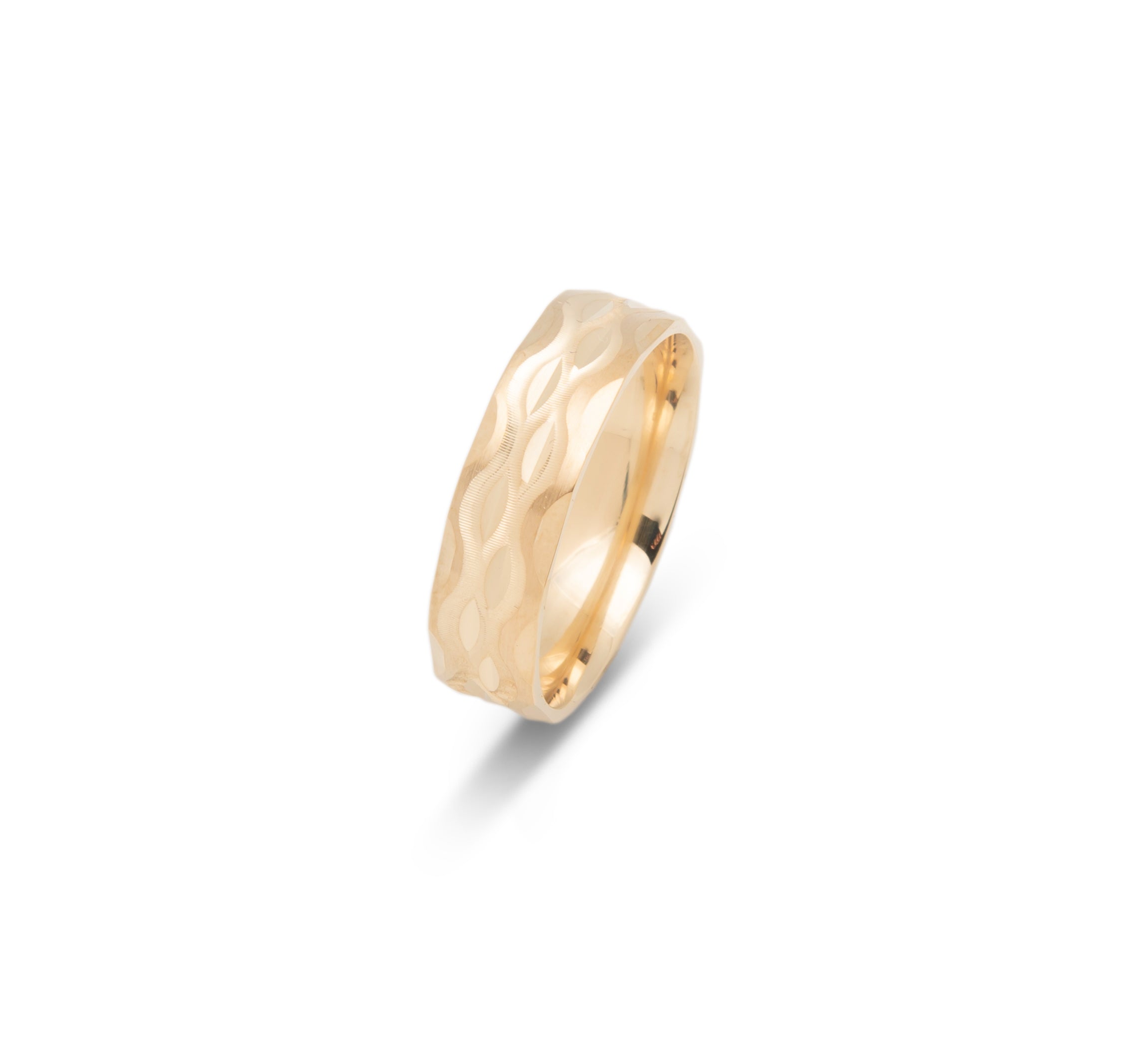 Bague jonc - Or 10K motif ondulé 6mm - RIG585