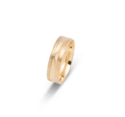 Wedding Band Ring - 10K Gold crisscross pattern & satin-finished edges 6mm - RIG588