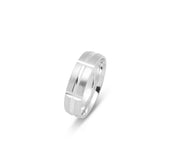 Wedding band ring - 10K Gold satin finish with polished grooves 6mm - RIG590