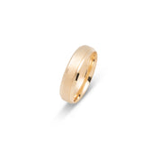 Wedding Band Ring - 10K Gold Engraved Diagonal Lines & Brilliant Edges 6mm - RIG594