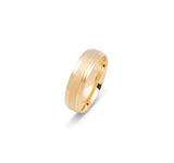 Bague jonc - Or 10K gravure de lignes diagonales & double rebords brillantes 6mm - RIG596