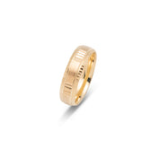 Wedding band ring - 10K gold geometric engraving & satin finish 6mm - RIG600
