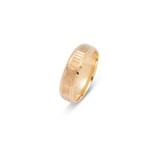 Wedding band ring - 10K Gold geometric engraving & hammered finish 6mm - RIG601