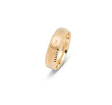 Bague jonc - Or 10K cercles gravés & bordure géométrique 6mm - RIG602